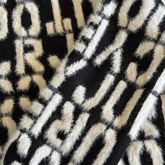 NWT Black and White Fluffy Letter Sweater - Picture 10 of 10